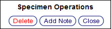Specimen Operations Dialog Box