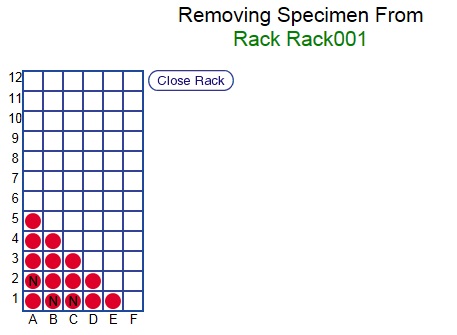 Specimens Deletion - Rack View Screen