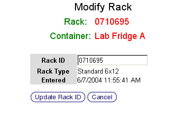 Rack Modification Screen