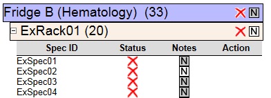 Specimen List, Rack &amp; Container Headers