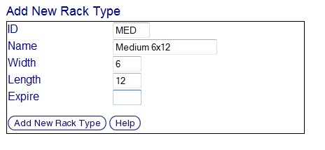 Add New Rack Type Section