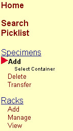 Navigation Menu Specimens &gt; Add