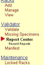 Navigation Menu Validator &gt; Report Center