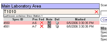 Specimen marked for deletion