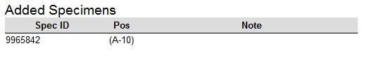 Added specimens report section