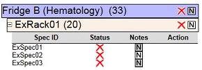 Specimen Listing Area Container List