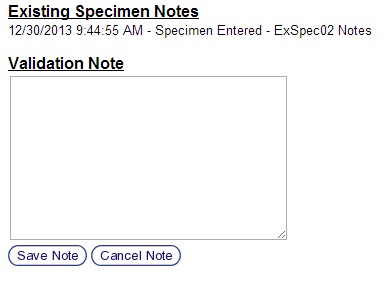 Validation Screen Validation Events Area