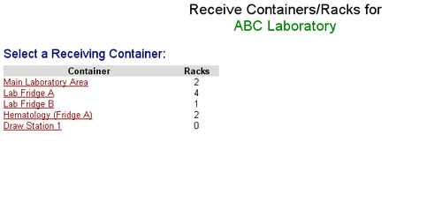 Validation Container Selection Screen