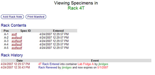 Rack Viewing Screen